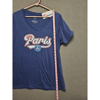 Paris Saint-Germain PSG Tee Fanatics Womens Large Blue Cotton Soccer NWT