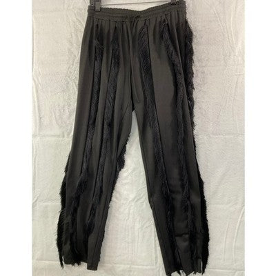 Fringe Joggers Women XL Black Tassel Streetwear Statement Pants
