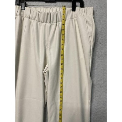 Lisadnyc The Drop Pants Womens 2XL Cream Faux Leather Pull On High Rise Pockets