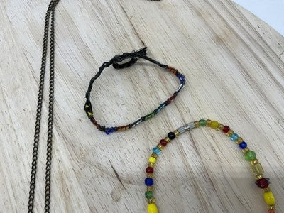 Lot 5 Womens Jewelry Owl Pendant Necklaces Beaded Bracelets Multicolor Boho