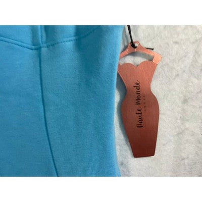 Haute Monde Bodycon Midi Dress Womens Small Blue Square Neck Slit NWT Summer