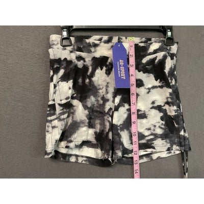 AQ Sport Shirt Shorts Set Womens Medium Black White Tie Dye Lounge Activewear