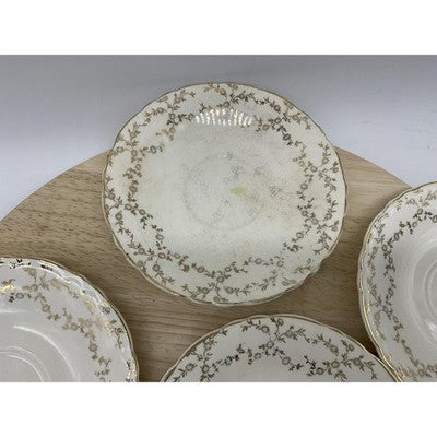 Vintage Royal China Co Ohio Saucers Set of 6 Floral 22K Gold Trim Plates USA