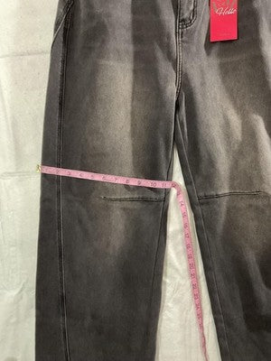 EMMIOL Jeans Womens 31 Gray High Rise Wide Leg Fleece Lined Denim Pants Winter