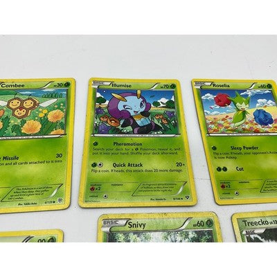 Pokemon Trading Card Lot Grass Type 6 Cards Green Snivy Treecko TCG