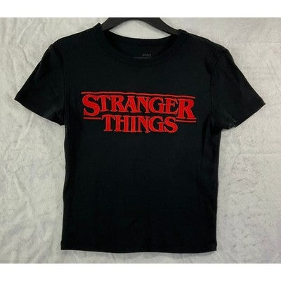 Netflix Stranger Things T-Shirt Youth Medium Black Red Logo Graphic Tee Netflix