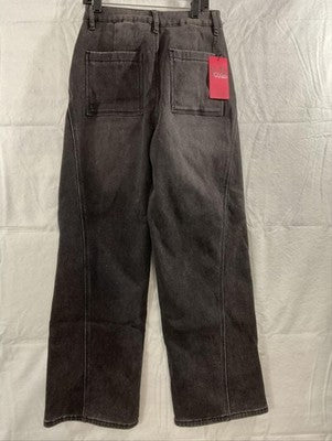 Hello Jeans Womens XS Charcoal Wide Leg High Rise Fleece Lined Thermal Denim