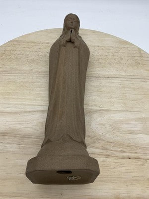 Vintage Nickron Virgin Mary Madonna Statue Brown Ceramic Prayer Figurine Japan