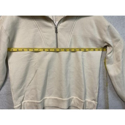 The Drop Sweatshirt Womens Small White Halen Half Zip Pullover Collared Fleece