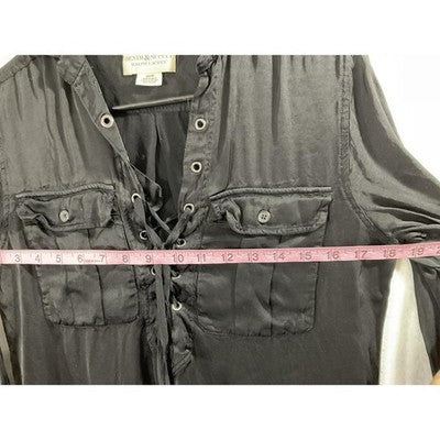 Denim & Supply Ralph Lauren Shirt Dress Womens XS Black Lace Up Utility Safari