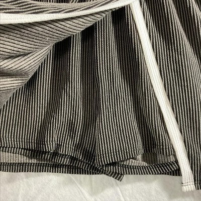 Evaless Skort Womens Medium Black White Striped Knit Short Pull On Elastic Waist