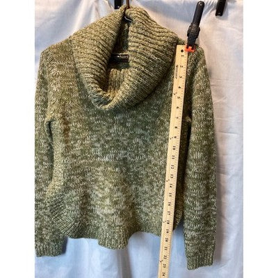 Derek Heart Women’s Sweater MED Green Cowl Neck Long Sleeve Acrylic Knit