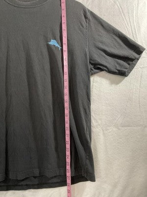 Tommy Bahama Shirt Mens Large Gray Relax Now Relax Later Graphic Tee Beach Print