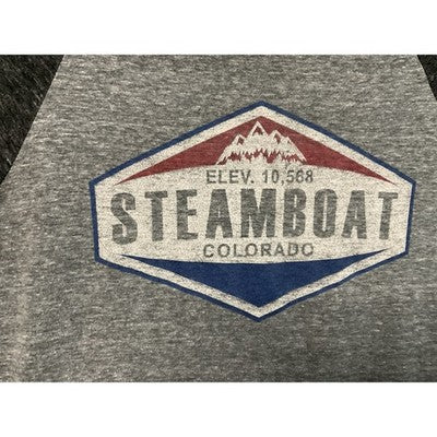 Steamboat Colorado Women’s Small 3/4 Sleeve Raglan Tee Mountain Graphic