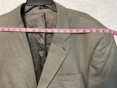 CHAPS Ralph Lauren Sport Coat Men 46 Beige Silk Wool Tweed Check Lined