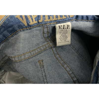 V.I.P. Jeans Juniors 3 Light Wash Shredded Skinny Stretch Distressed