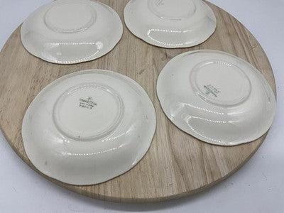 Homer Laughlin Dessert Bowls Set 4 White Gold Courting Couple USA Scene Vintage