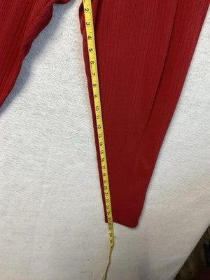 A La Carte Collection Pants Women Medium Red Ribbed Knit Tapered Leg Elastic VTG