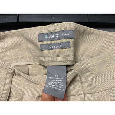 Apt. 9 Stretch Maxwell Cropped Pants S 14 Beige Check Workwear Career Cuffed
