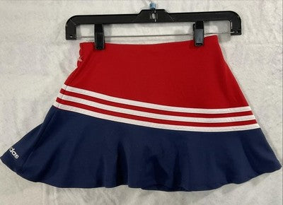 Adidas Skort Girls 10-12 Red Blue Striped Tennis Elastic Waist Shorts Active