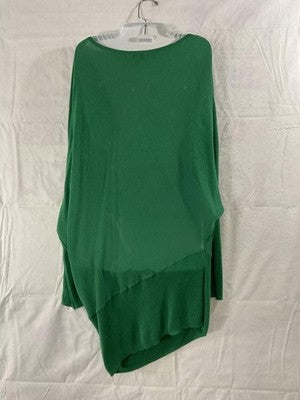 Gibson Latimer Sweater Tunic Womens XL Green Asymmetrical Dolman Knit Metallic