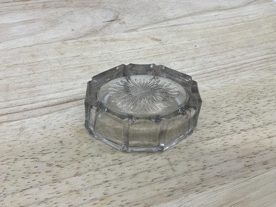 Clear Glass Dipping Bowl Small Geometric Faceted Starburst Base Vintage Retro