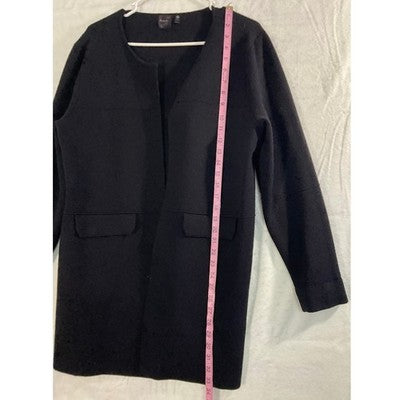 Rafaella Cardigan Sweater Womens XL Black Open Front Longline Knit Casual
