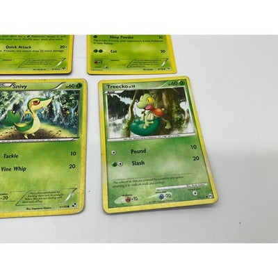 Pokemon Trading Card Lot Grass Type 6 Cards Green Snivy Treecko TCG