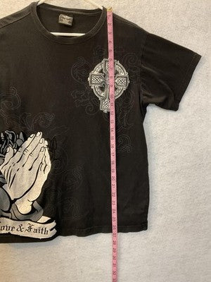 Victorious Shirt Mens Large Black Love & Faith Cross Praying Hands Christian