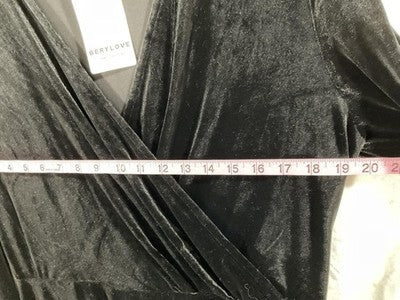 Berylove Dress Womens XXL Black Velvet Wrap Long Sleeve Midi Cocktail Party New