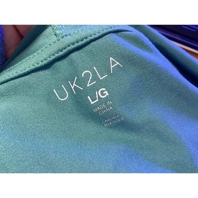 UK2LA Beach Vibes Hoodie Womens Large Teal Graphic Drawstring Hem Sweatshirt