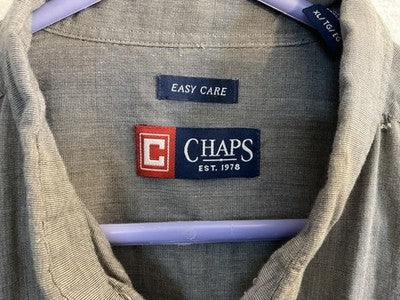 Chaps Shirt Mens XL Gray Easy Care Check Long Sleeve Button Down Pocket Casual