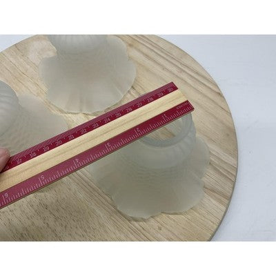 Set 3 Frosted Glass Lamp Shades Ruffled Edge Textured Replacement Globes