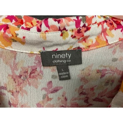 Ninety Clothing Co Women's L Button Front Sleeveless Floral Rayon Dress