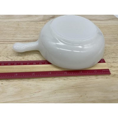 Fire-King Skillet Bowl White Milk Glass 20 oz Handle 6.5" Vintage USA Pyrex