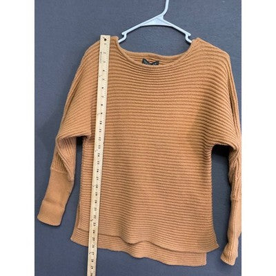 Rachel Zoe Women's Knit Sweater S Brown Cotton Blend Textured Pullover Boho