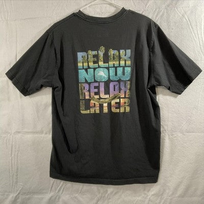 Tommy Bahama Shirt Mens Large Gray Relax Now Relax Later Graphic Tee Beach Print