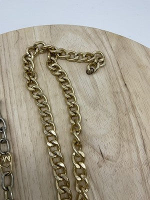 Lot 2 Womens Gold Tone Necklace Bracelet Lion MK Logo Rhinestone Mixed Brands
