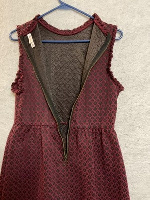 Xhilaration Dress Juniors Medium Red Geometric Fit Flare Sleeveless Ruffle Knit