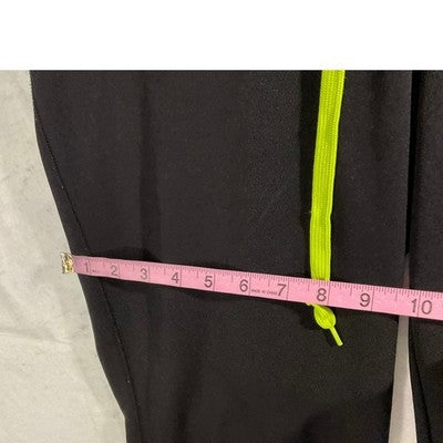 Athletic Pants Women LG (no tag)  Black Neon Green Drawstring Straight Leg Gym