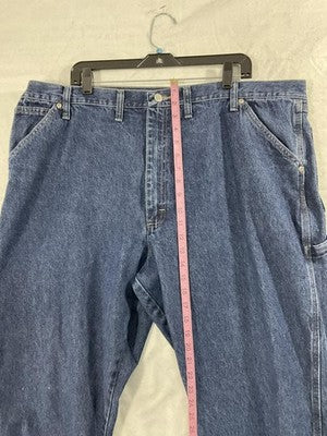 Wrangler Carpenter Jeans Mens 44x30 Blue Relaxed Straight Denim Utility Workwear