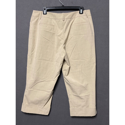 Apt. 9 Stretch Maxwell Cropped Pants S 14 Beige Check Workwear Career Cuffed