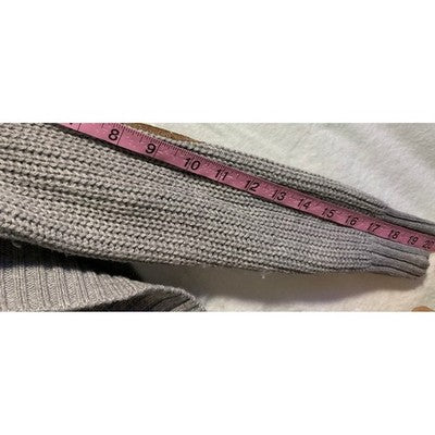 ALYA Cowl Neck Ruffle Poncho Sweater Womens S/M Gray Elbow Patch Pullover