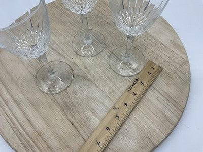 Unmarked Clear Cut Glass Wine Goblets Set Of 3 Stemmed Barware Decor