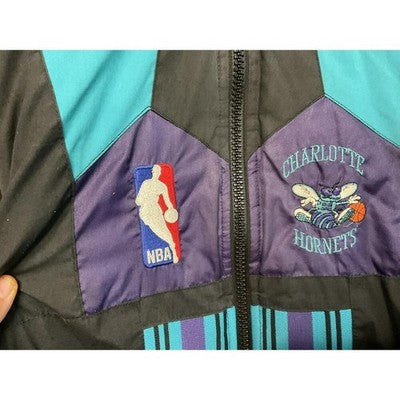 Vintage Charlotte Hornets PufferJacket Mens Large NBA Reversible Pro Player 90s