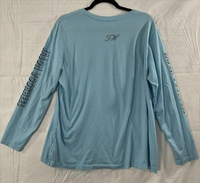 Lands' End Shirt Womens 1X Blue Jason Voorhees Camp Crystal Lake Long Sleeve