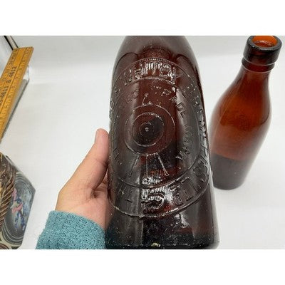 Scarborough Whitby Breweries Amber Glass Beer Bottles Set 2 Brown Antique Target