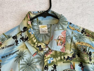 Rima Shirt Mens 2XL Multicolor Caribbean Life Hawaiian Button Up Short Sleeve