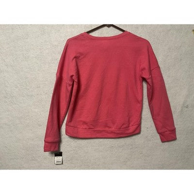 Adidas Sweatshirt Girls Large Medium Pink Logo Crewneck Pullover AA4662
