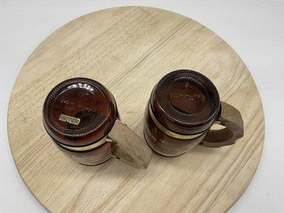 Vintage Siesta Ware Myrtle Beach Amber Glass Souvenir Beer Mugs Set Of 2 USA